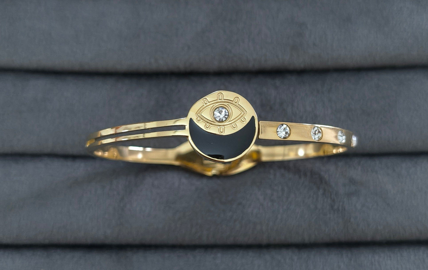 18K Gold-Plated Evil Eye & Crescent Moon Anti-Tarnish Bracelet