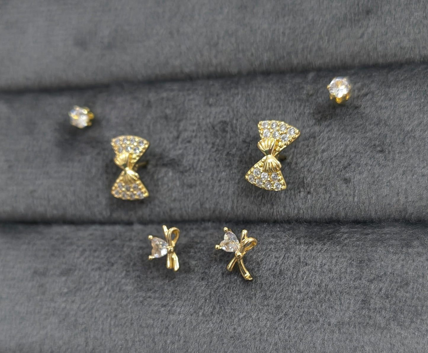 Antitarnish Trendy Studs And Bow Earrings Set Of 3 Pairs