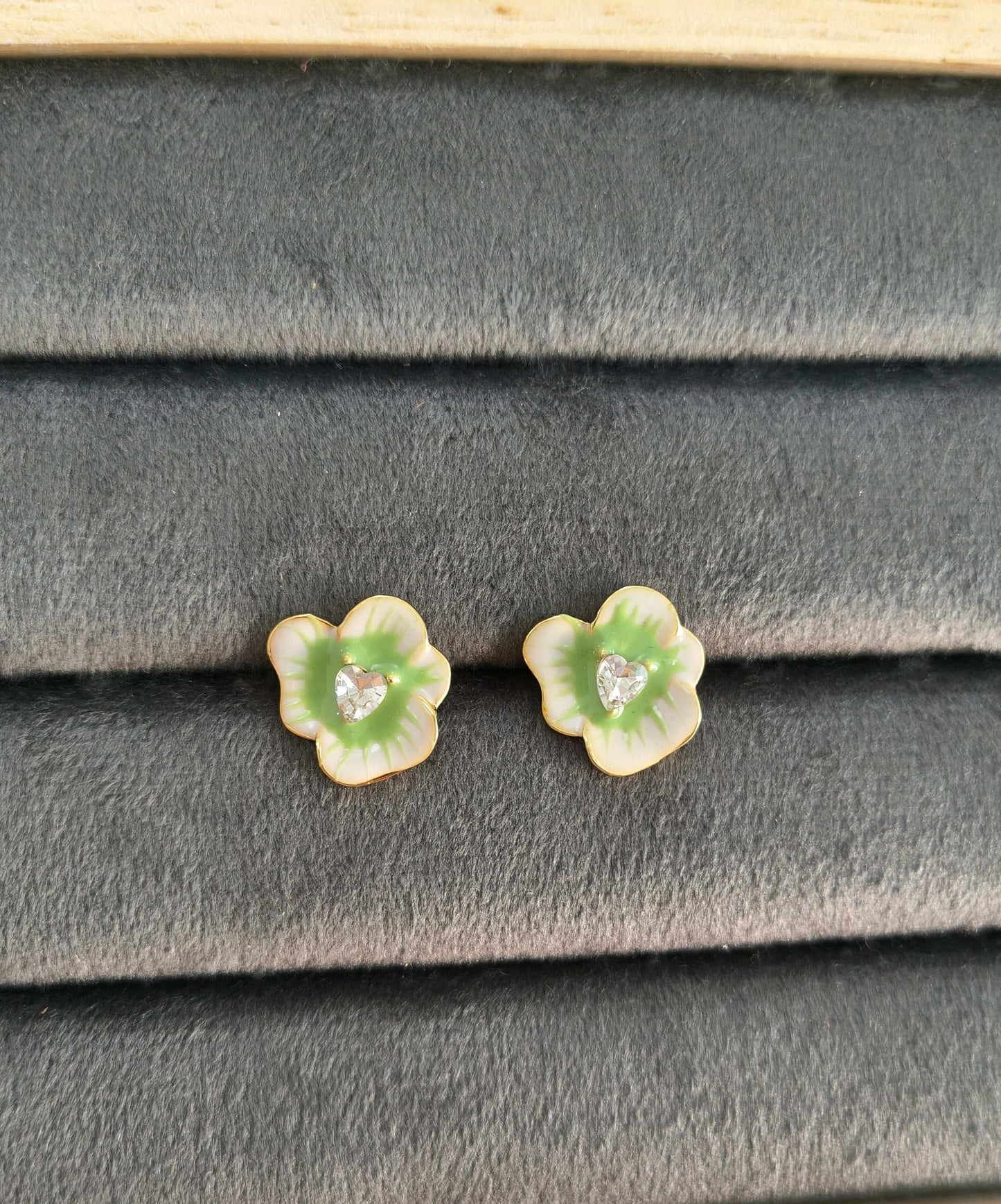 Anitarnish Green Flower Stud Enamel Earrings