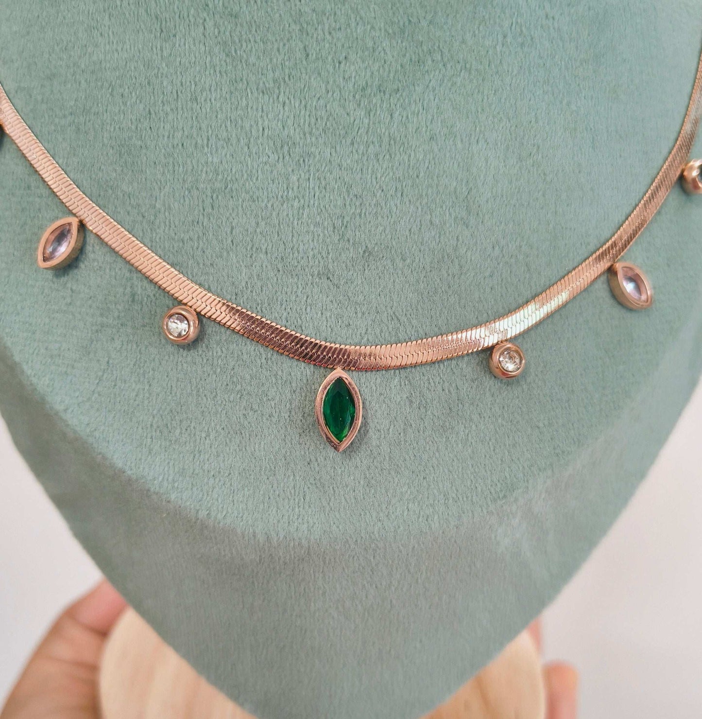 Anitarnish Multicolored Stone Studded Snake Chain Necklace