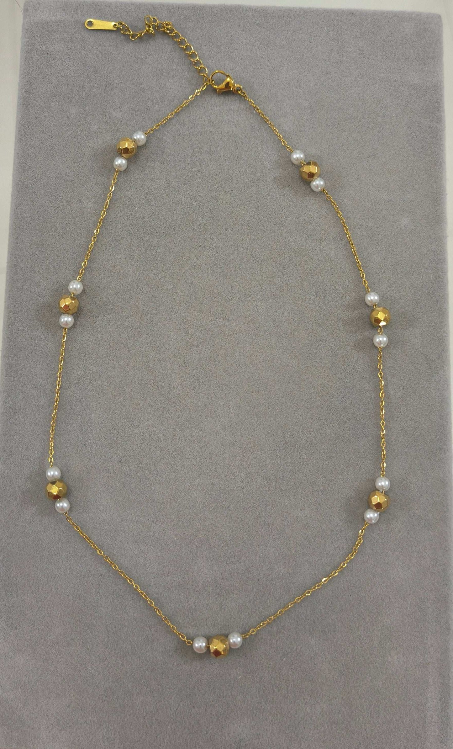 Anitarnish Pearl and Golden Beads Necklace 18K Gold Plated
