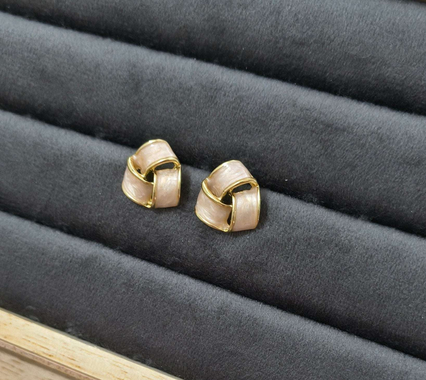 Anitarnish Spiral Pink Colored Enamel Stud Earrings