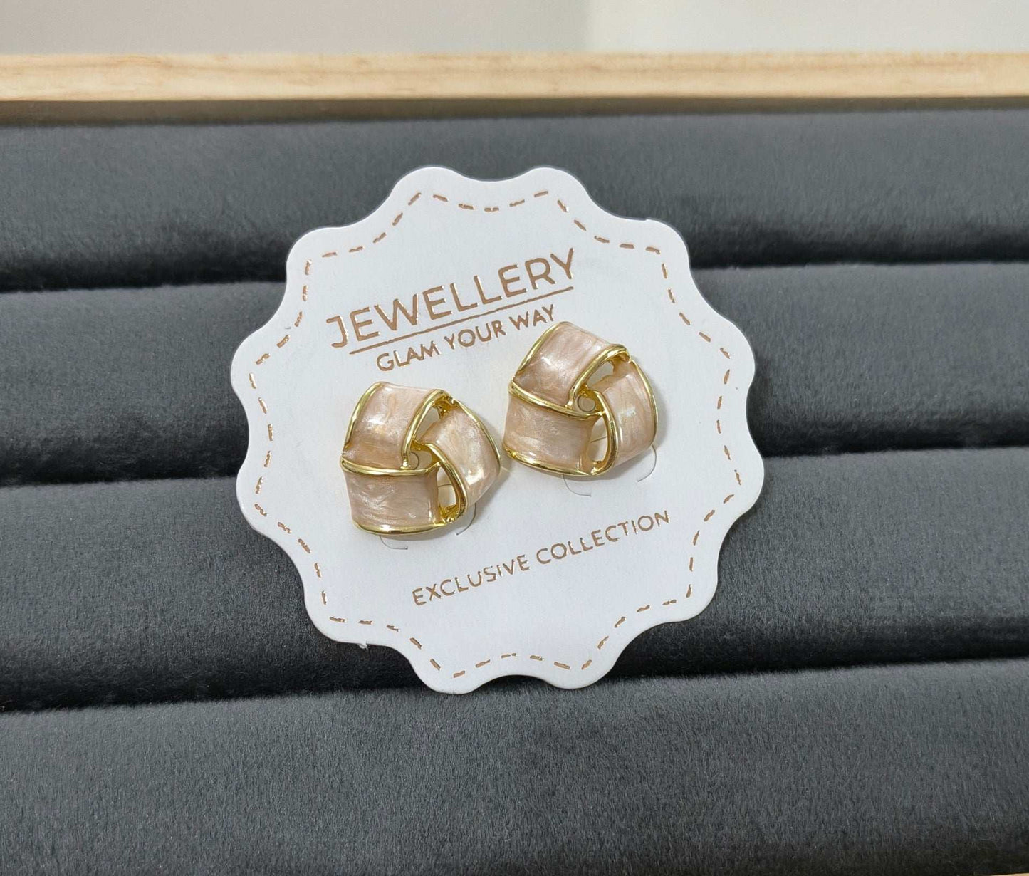 Anitarnish Spiral Pink Colored Enamel Stud Earrings