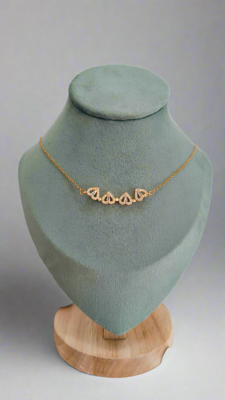 Anitarnish Four Hearts Pendant Necklace 18K Gold Plated