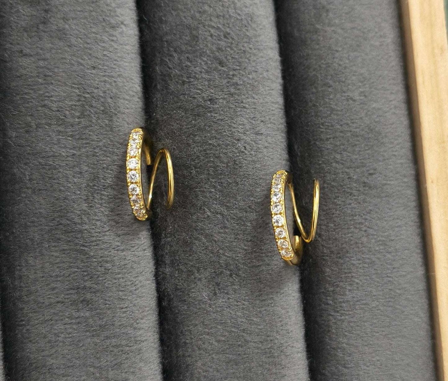 Anti Tarnish Diamond Twirl EarCuff Earrings 18K Gold Plated