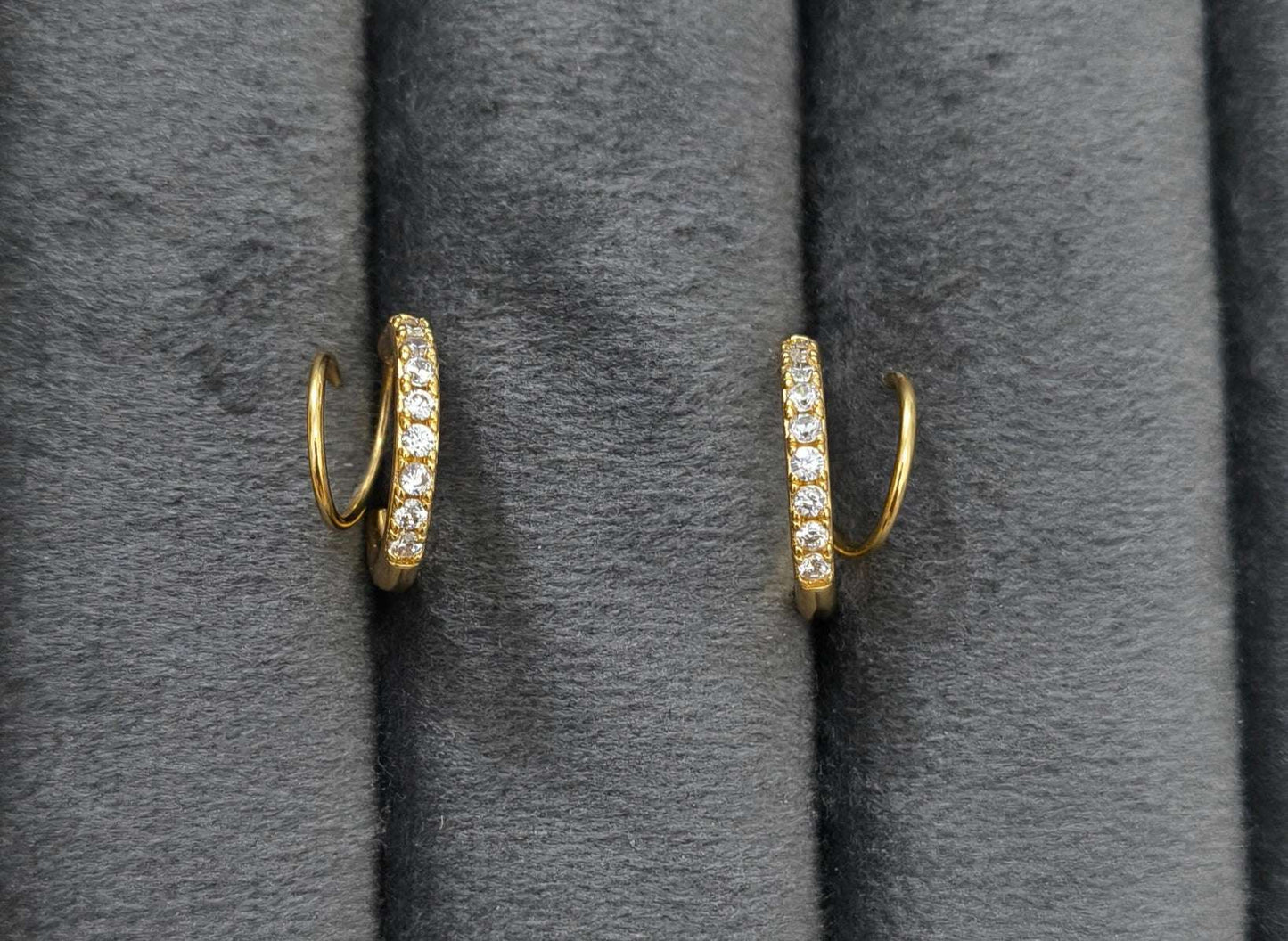 Anti Tarnish Diamond Twirl EarCuff Earrings 18K Gold Plated