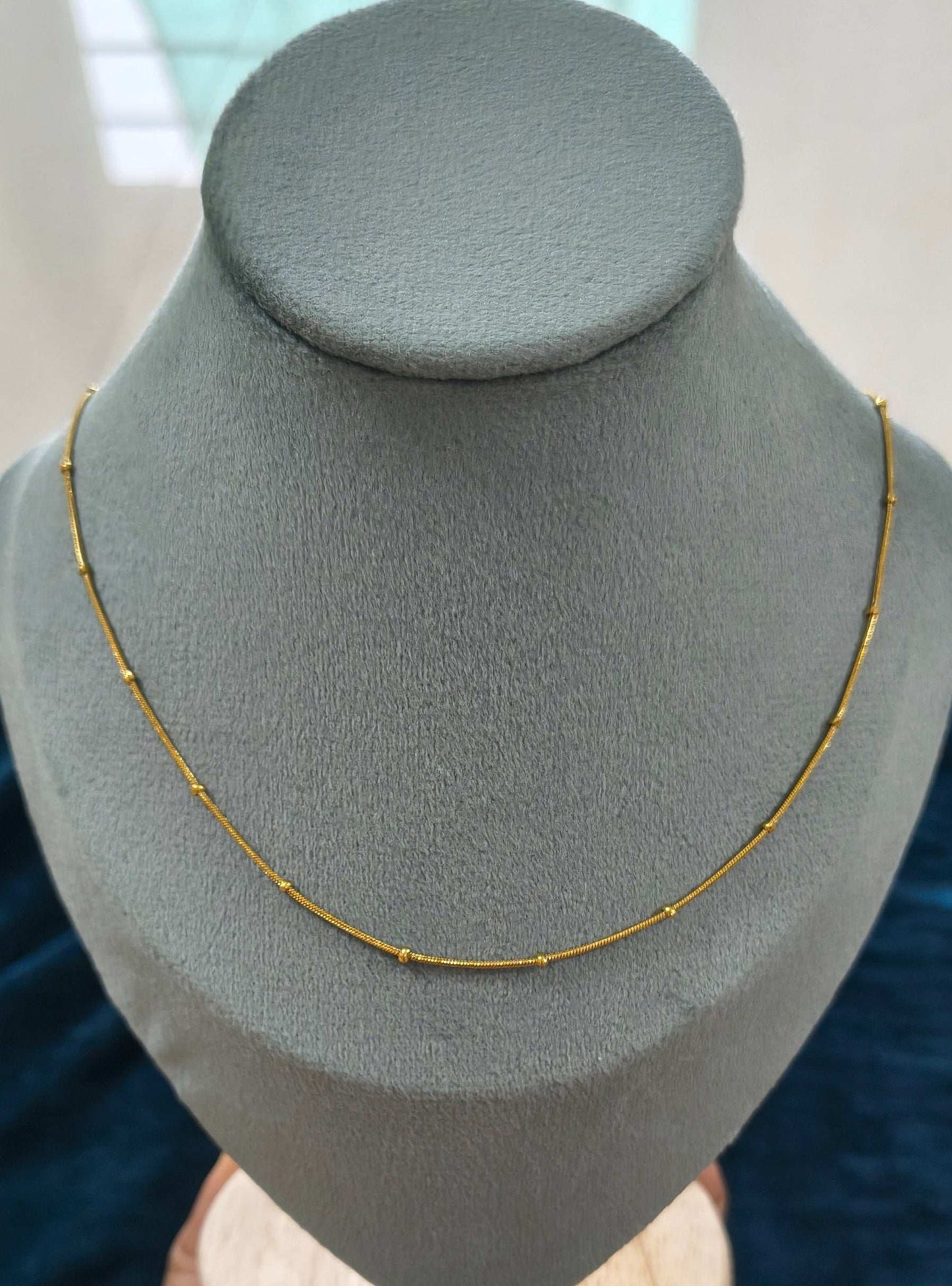 Anti Tarnish Golden Beads Chain 18K Gold Plated