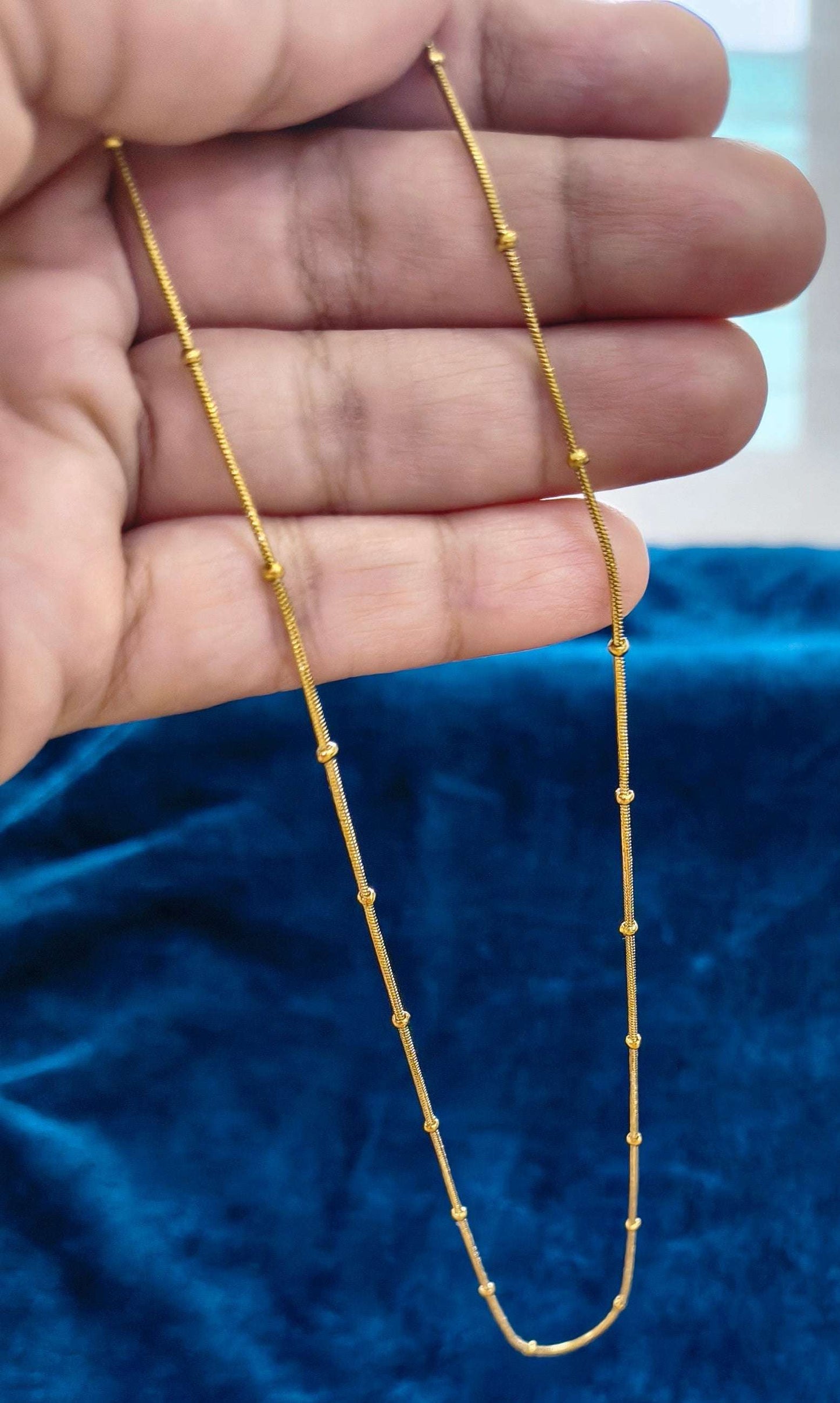 Anti Tarnish Golden Beads Chain 18K Gold Plated