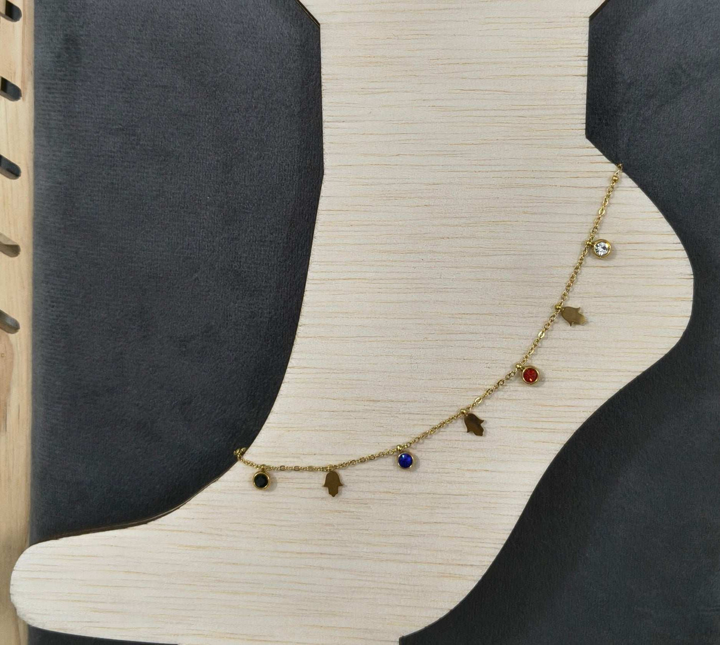 Anti Tarnish Golden Palm Charm Anklet 18K Gold Plated
