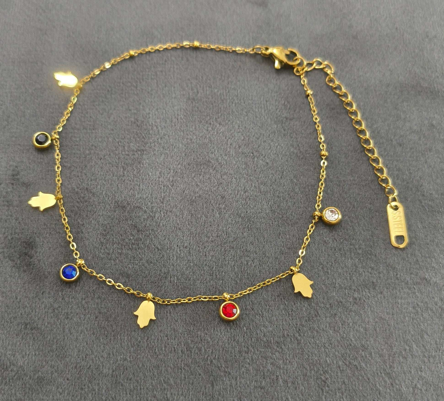 Anti Tarnish Golden Palm Charm Anklet 18K Gold Plated