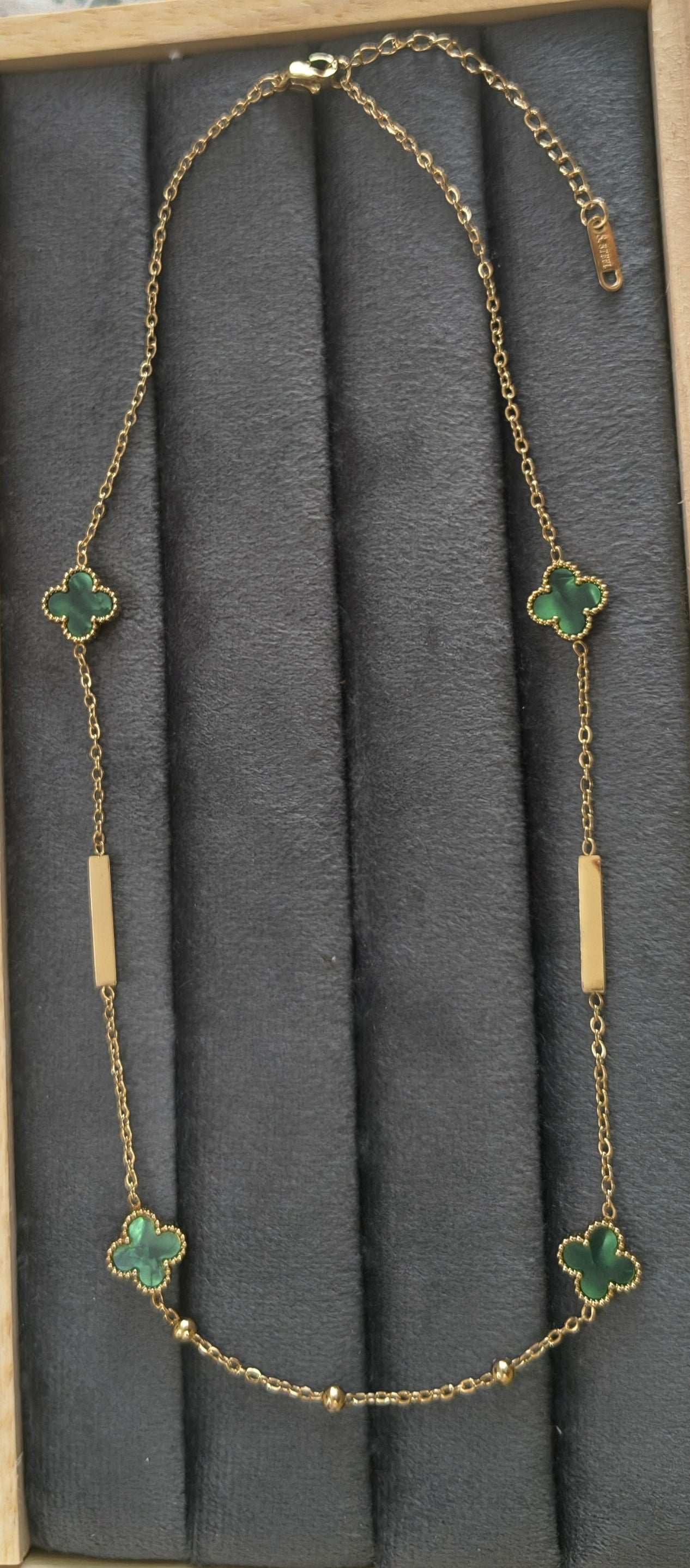 Anti Tarnish Green Clover Necklace 18K Gold Plated