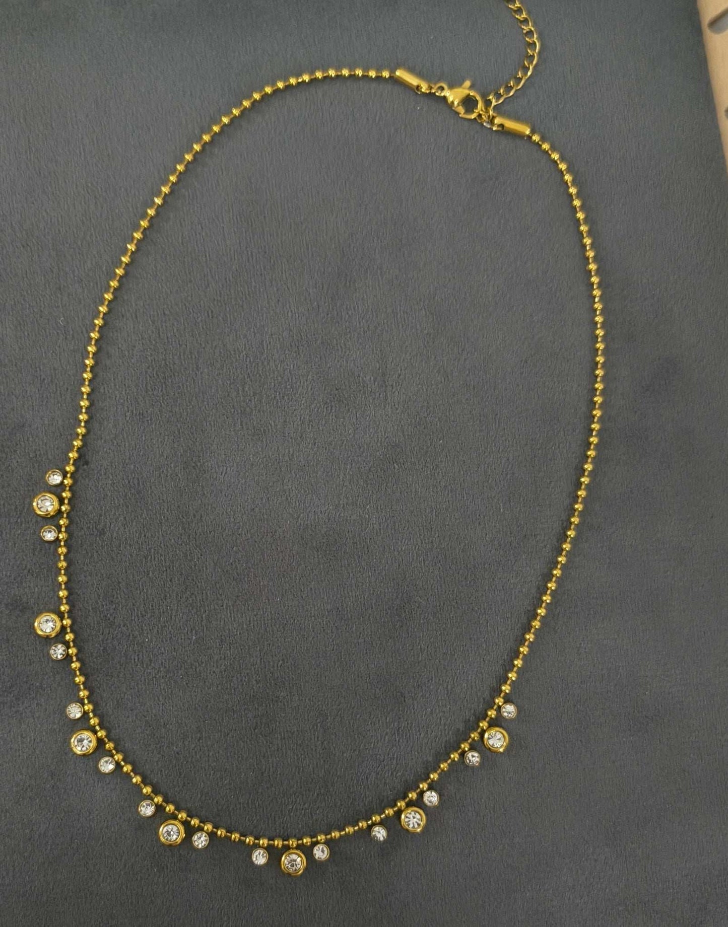 Anti Tarnish Multi Charm Solitaire Necklace 18K Gold Plated