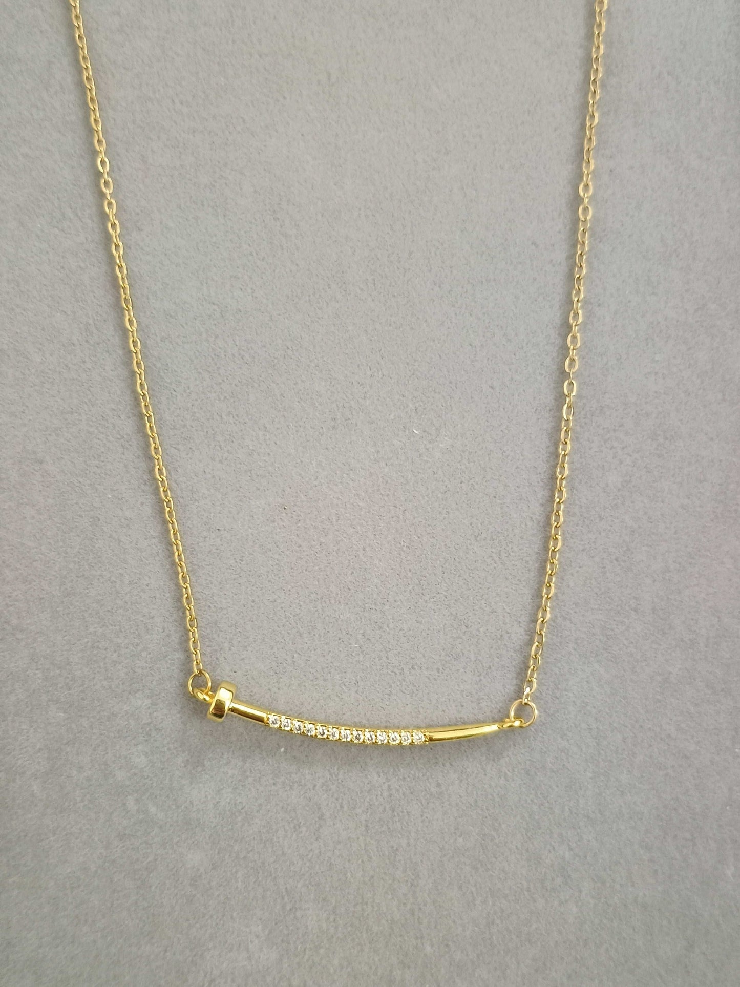 Anti Tarnish Nail Style Pendant Necklace 18K Gold Plated