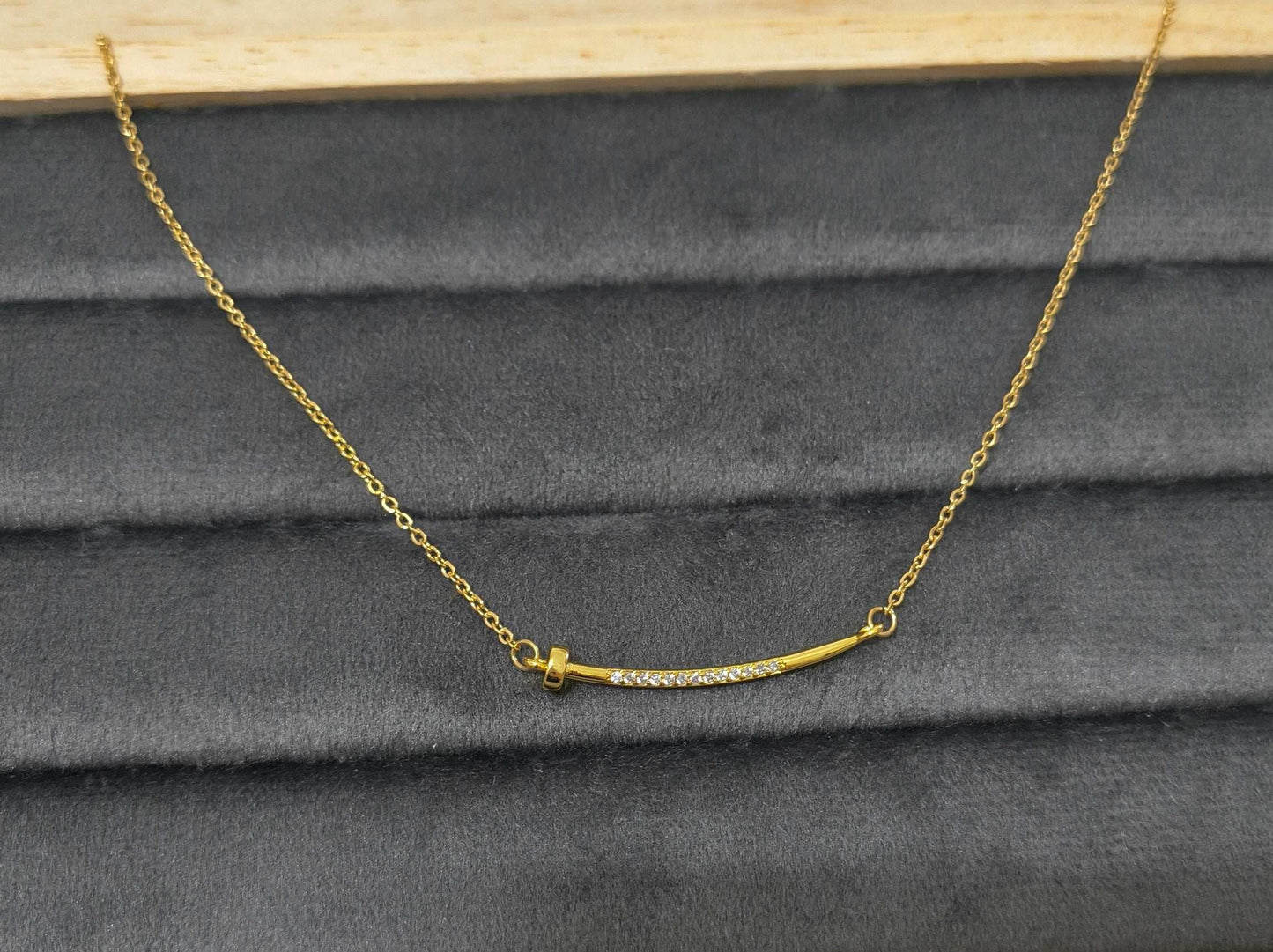 Anti Tarnish Nail Style Pendant Necklace 18K Gold Plated