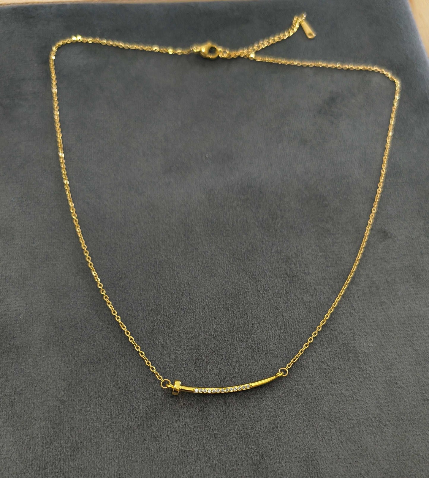 Anti Tarnish Nail Style Pendant Necklace 18K Gold Plated