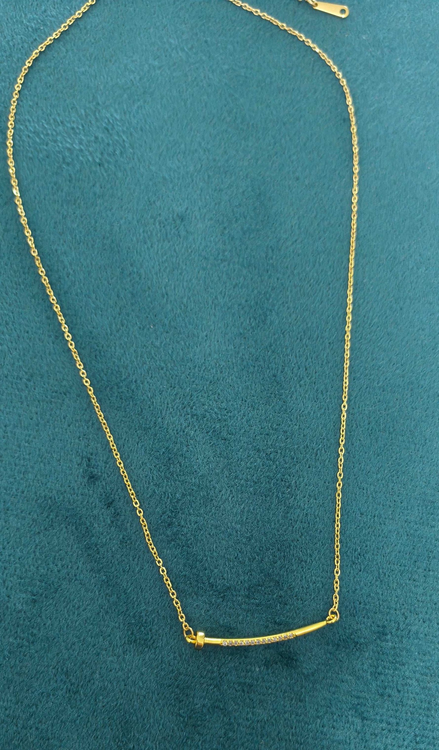 Anti Tarnish Nail Style Pendant Necklace 18K Gold Plated