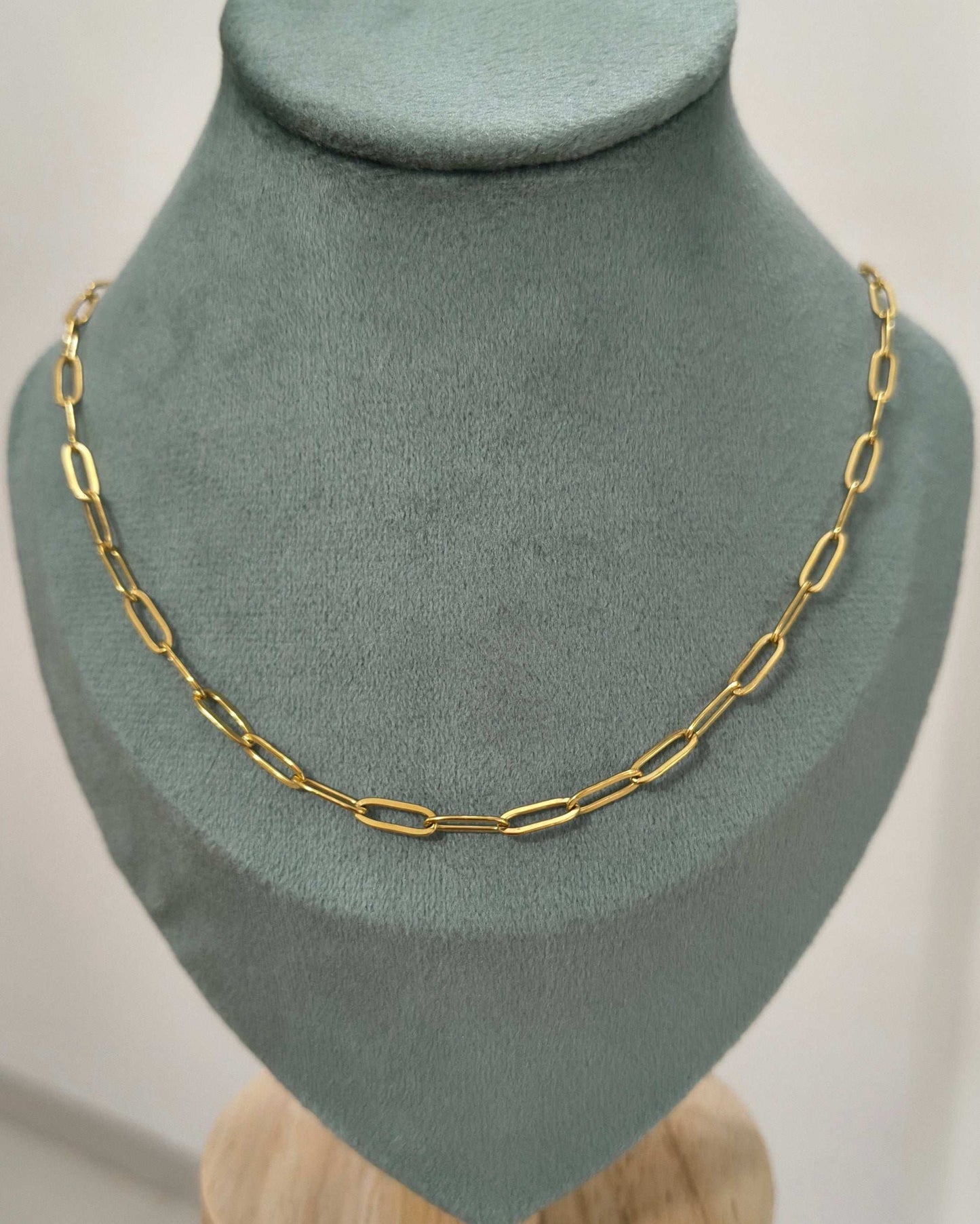 Anti Tarnish Paper Clip Chain 18K Gold Plated