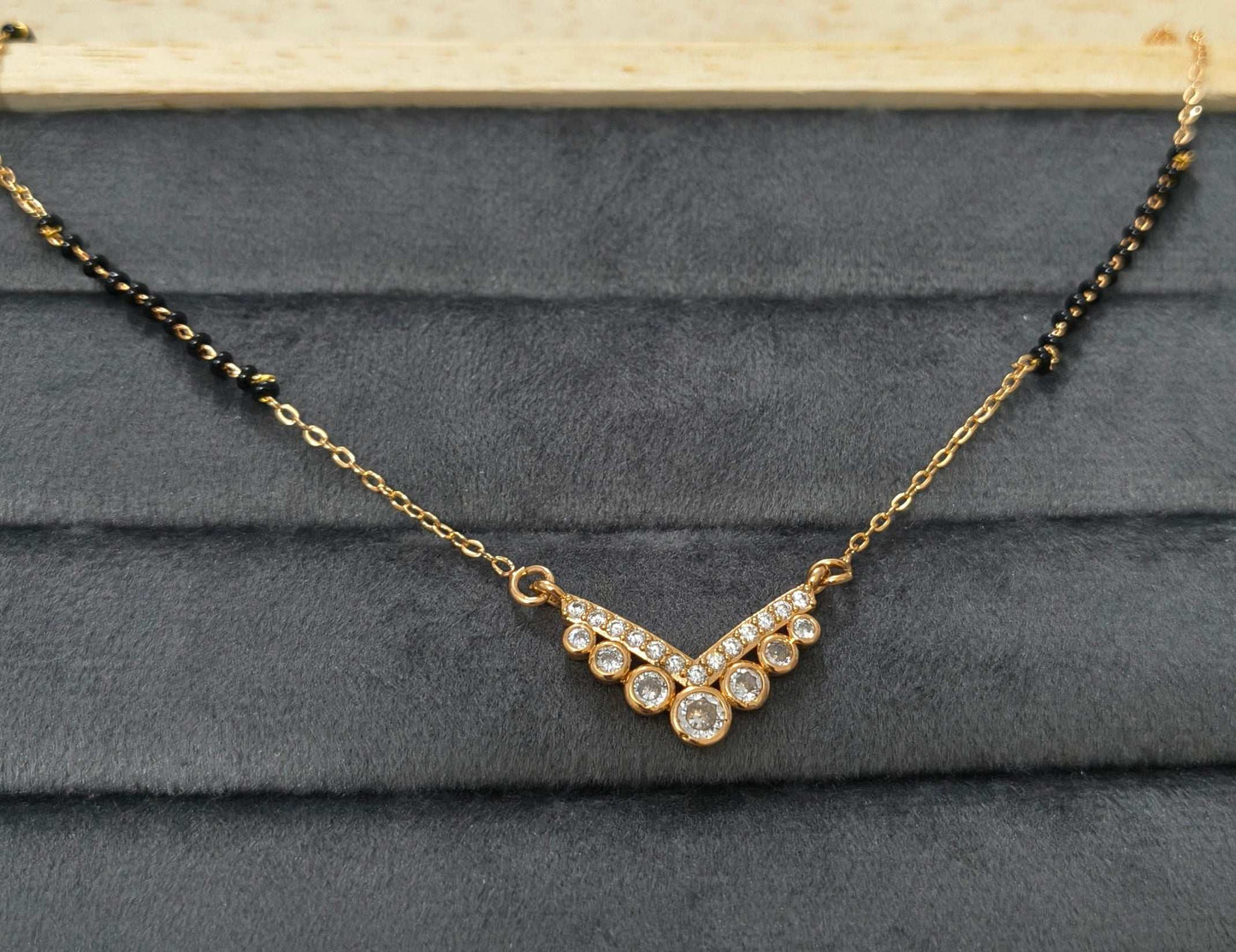 Anti Tarnish Rosegold Diamond Mangalsutra 18K Gold Plated