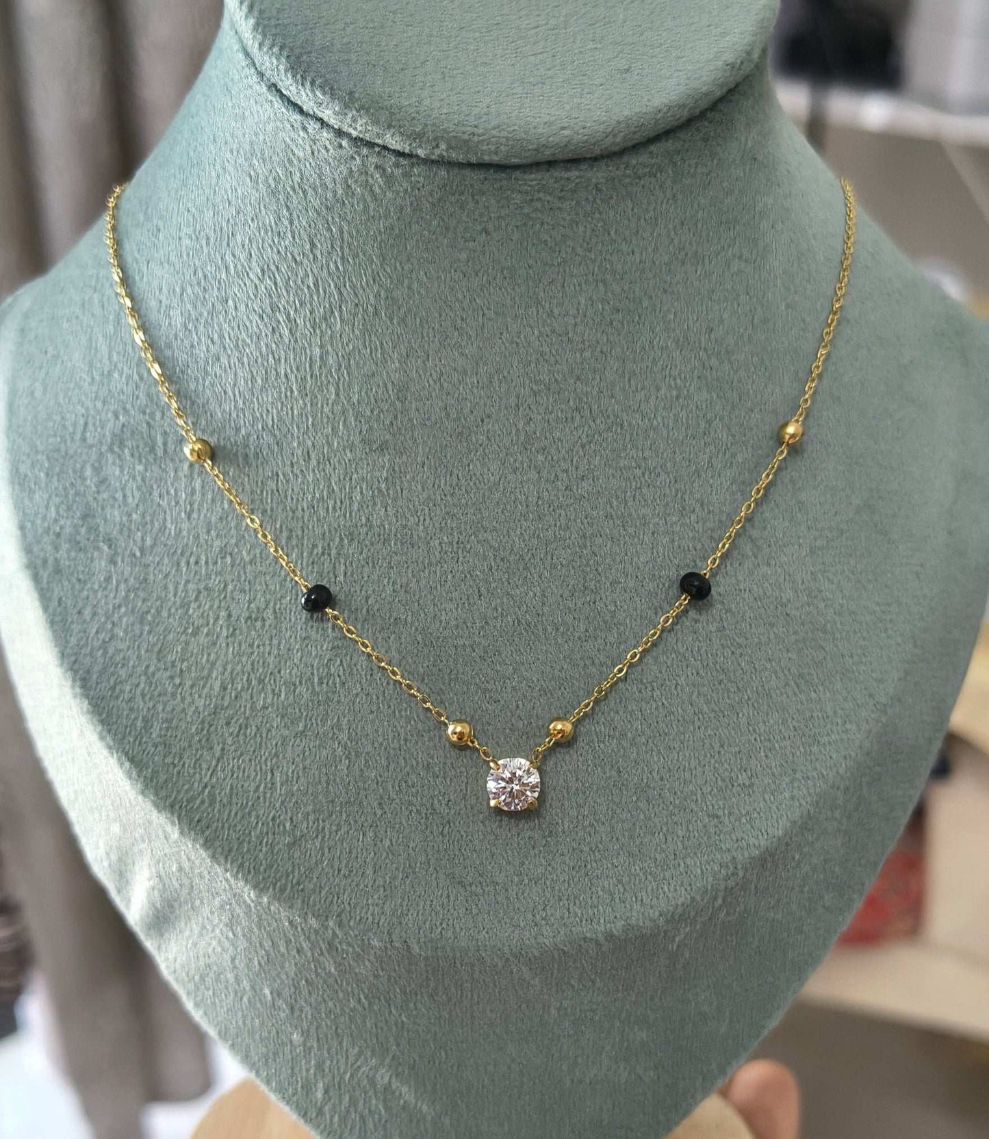 Anti Tarnish Stylish Solitaire Mangalsutra 18K Gold Plated