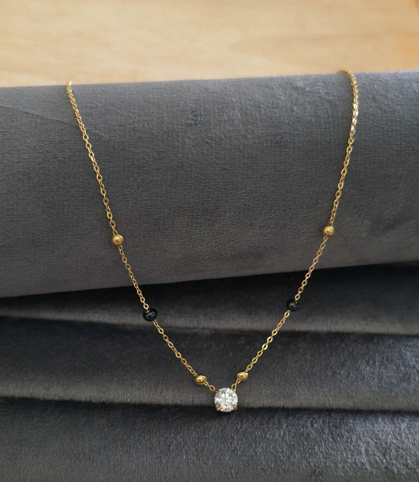 Anti Tarnish Stylish Solitaire Mangalsutra 18K Gold Plated