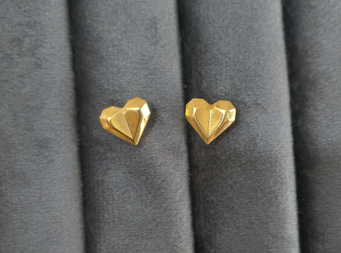 Anti Tarnish Tiny Geometric Heart Shape Earrings 18K Gold Plated