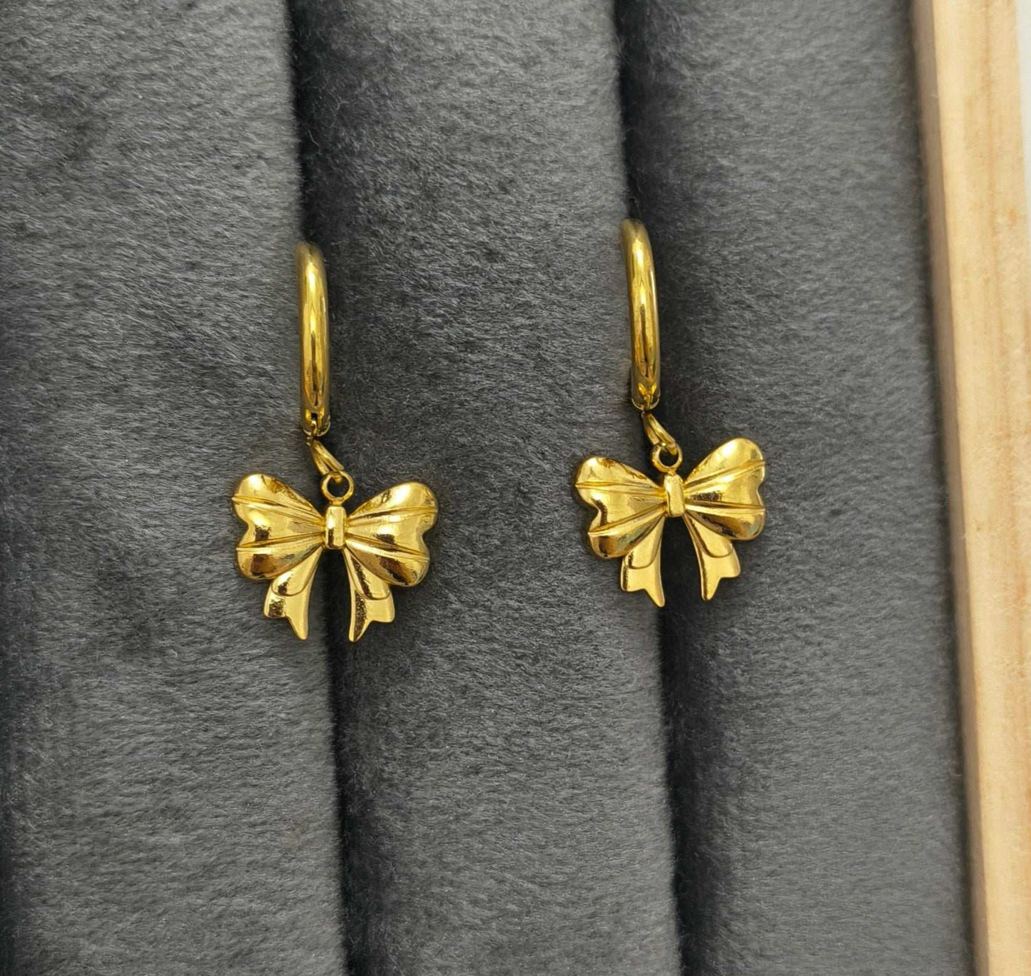 Anti Tarnish Trend Bow Dangler Earrings 18K Gold Plated