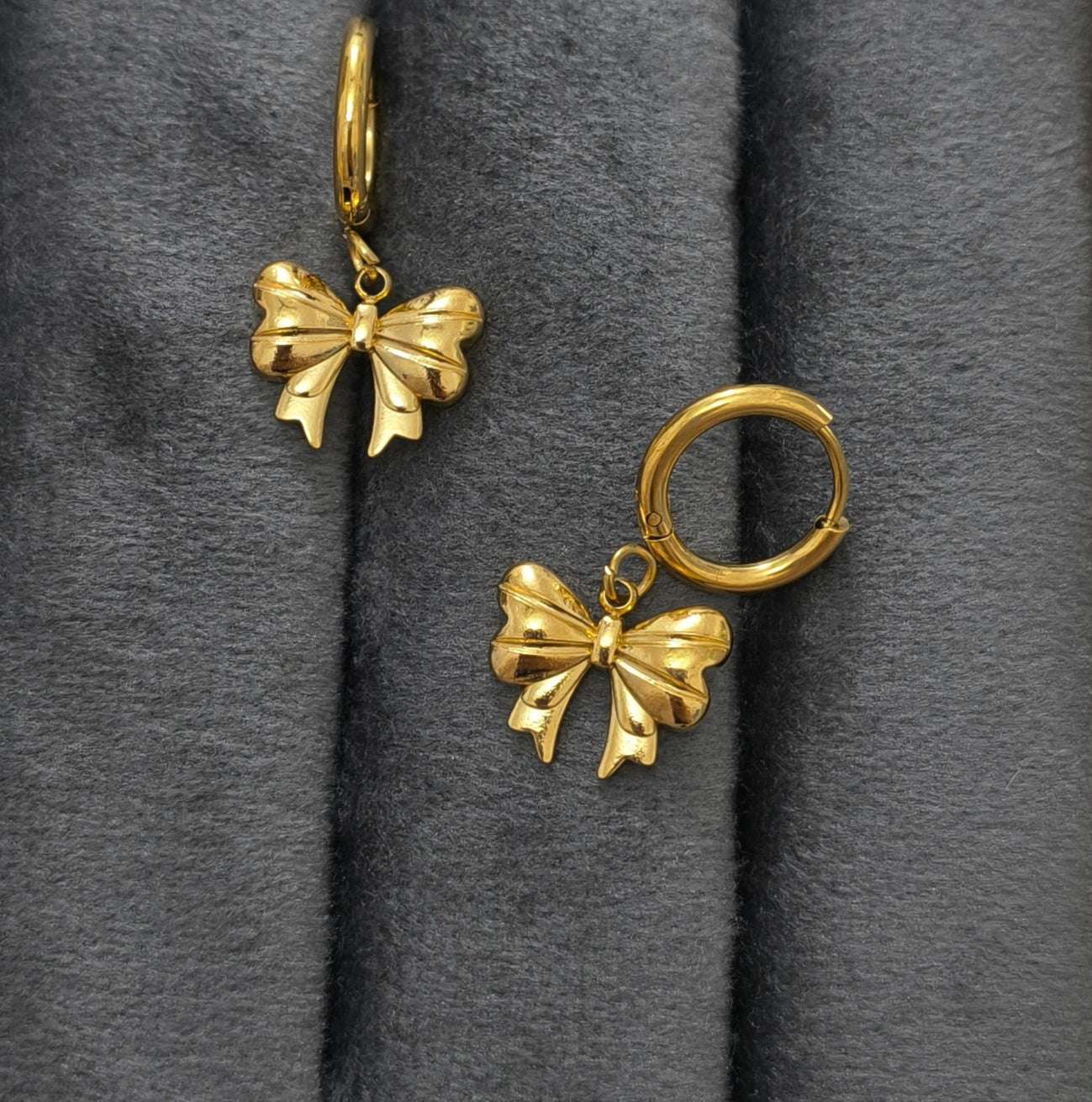 Anti Tarnish Trend Bow Dangler Earrings 18K Gold Plated