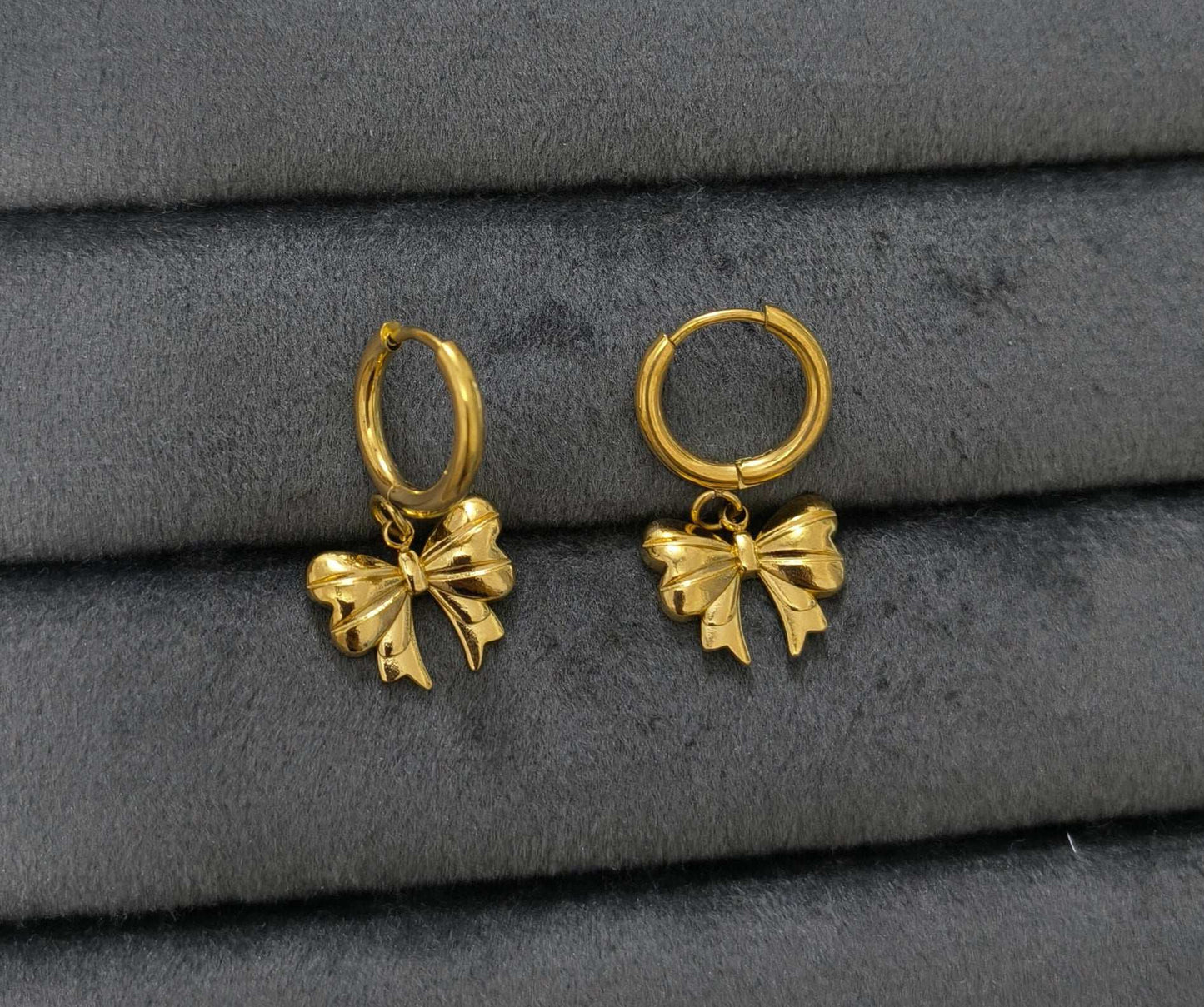 Anti Tarnish Trend Bow Dangler Earrings 18K Gold Plated