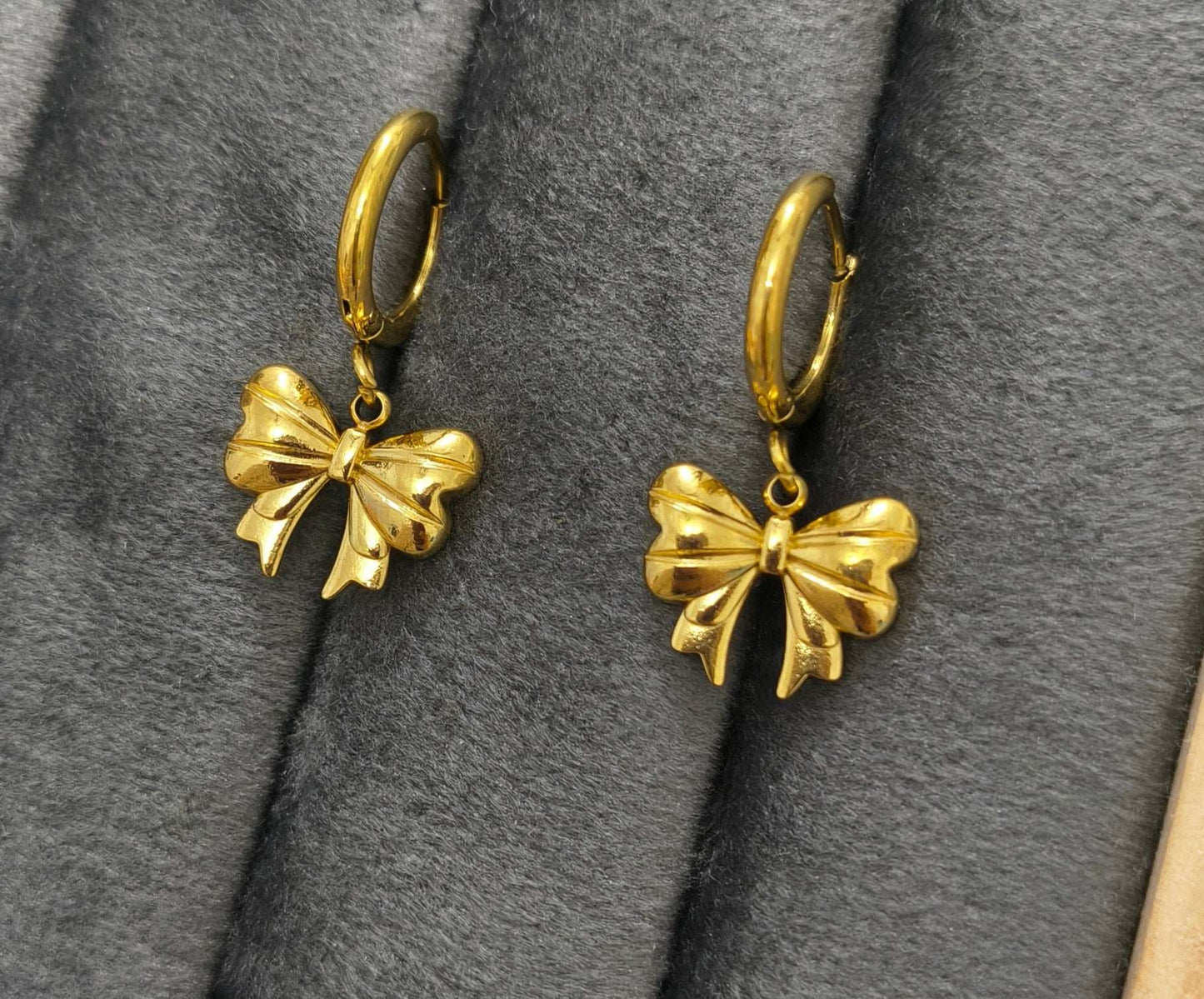 Anti Tarnish Trend Bow Dangler Earrings 18K Gold Plated
