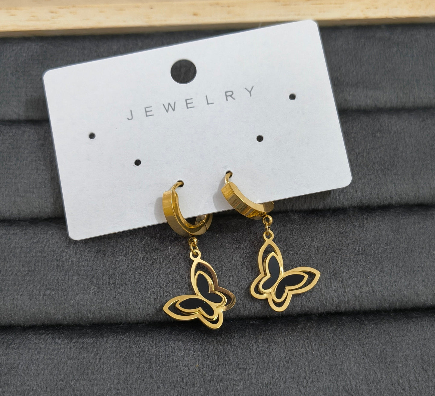 Anti Tarnish 3D Butterfly Drop 18K Gold Plated