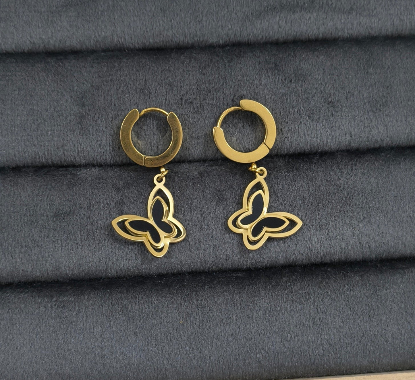 Anti Tarnish 3D Butterfly Drop 18K Gold Plated