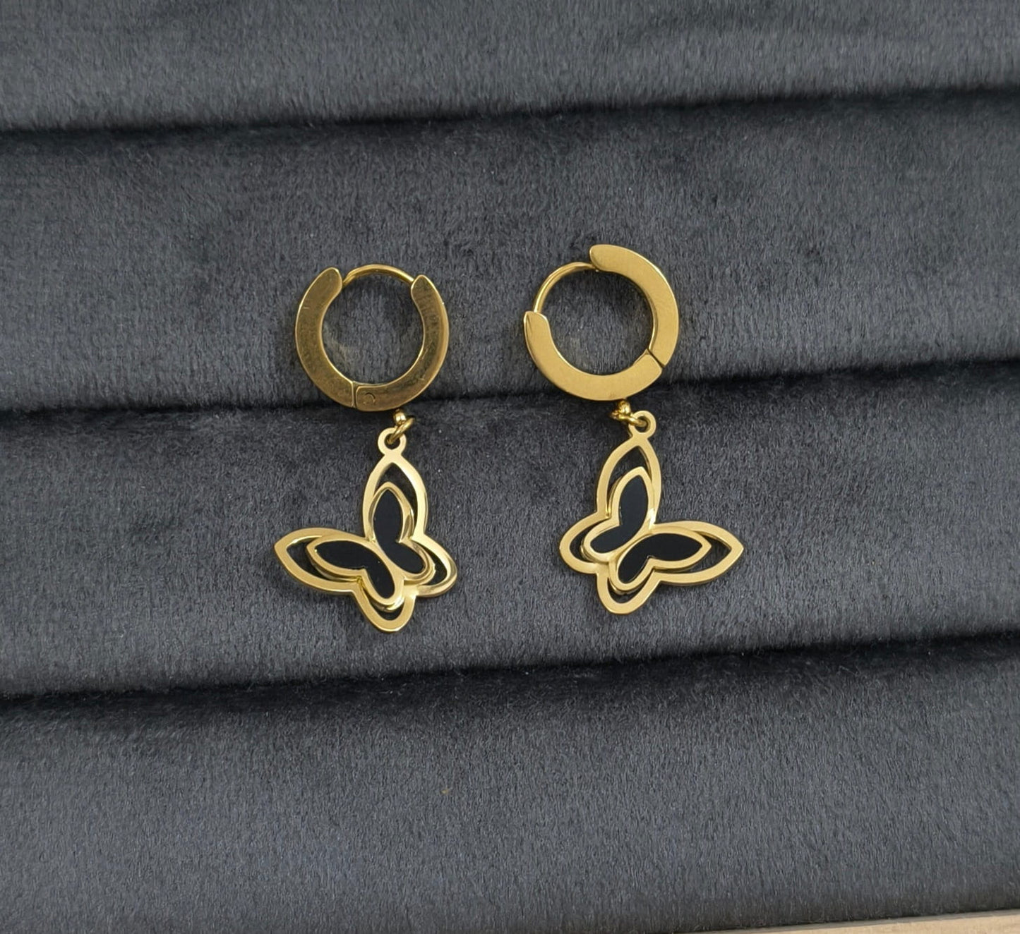 Anti Tarnish 3D Butterfly Drop 18K Gold Plated