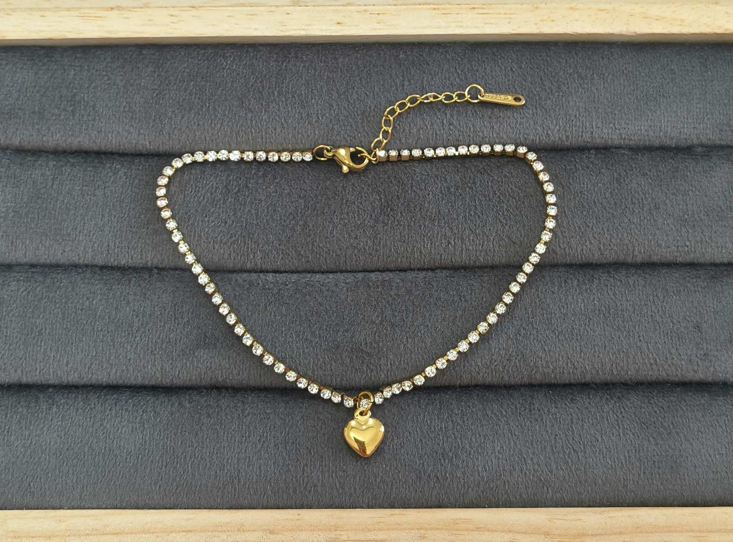 Anti Tarnish Anklet Crystal Tennis Anklet 18K Gold Plated