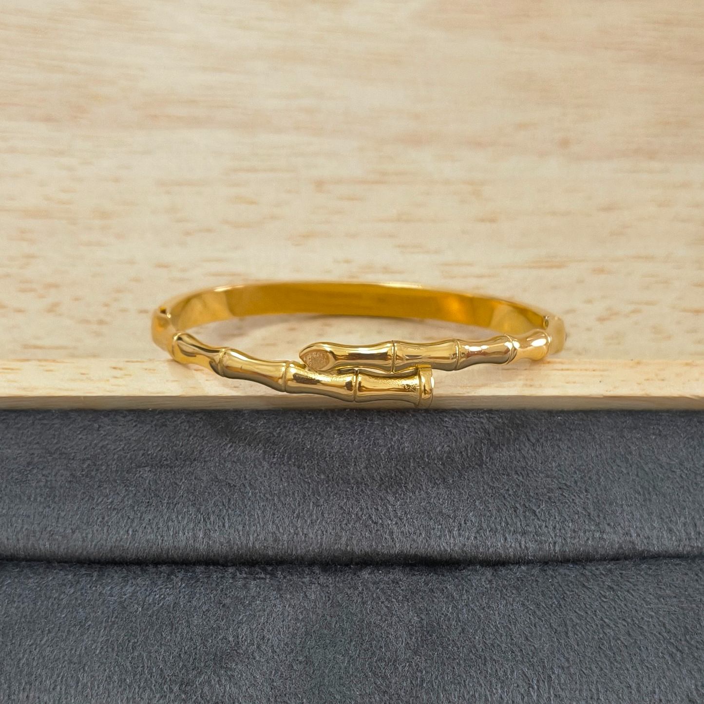 Anti Tarnish Bamboo Nail Bracelet 18K Gold Plated