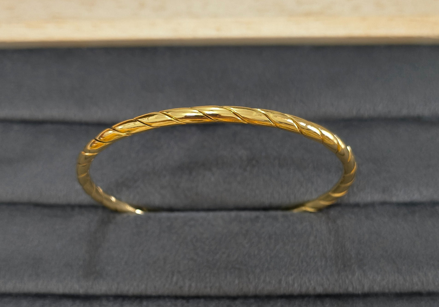 Anti Tarnish Bangle Luxe Twisted Rope 18K Gold Plated