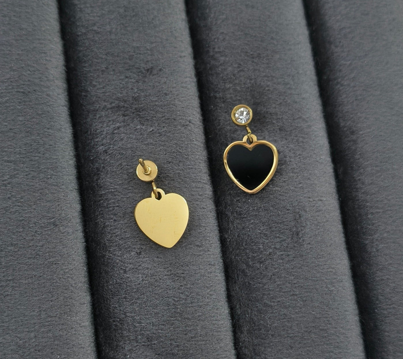Anti Tarnish Black Heart Drop 18K Gold Plated
