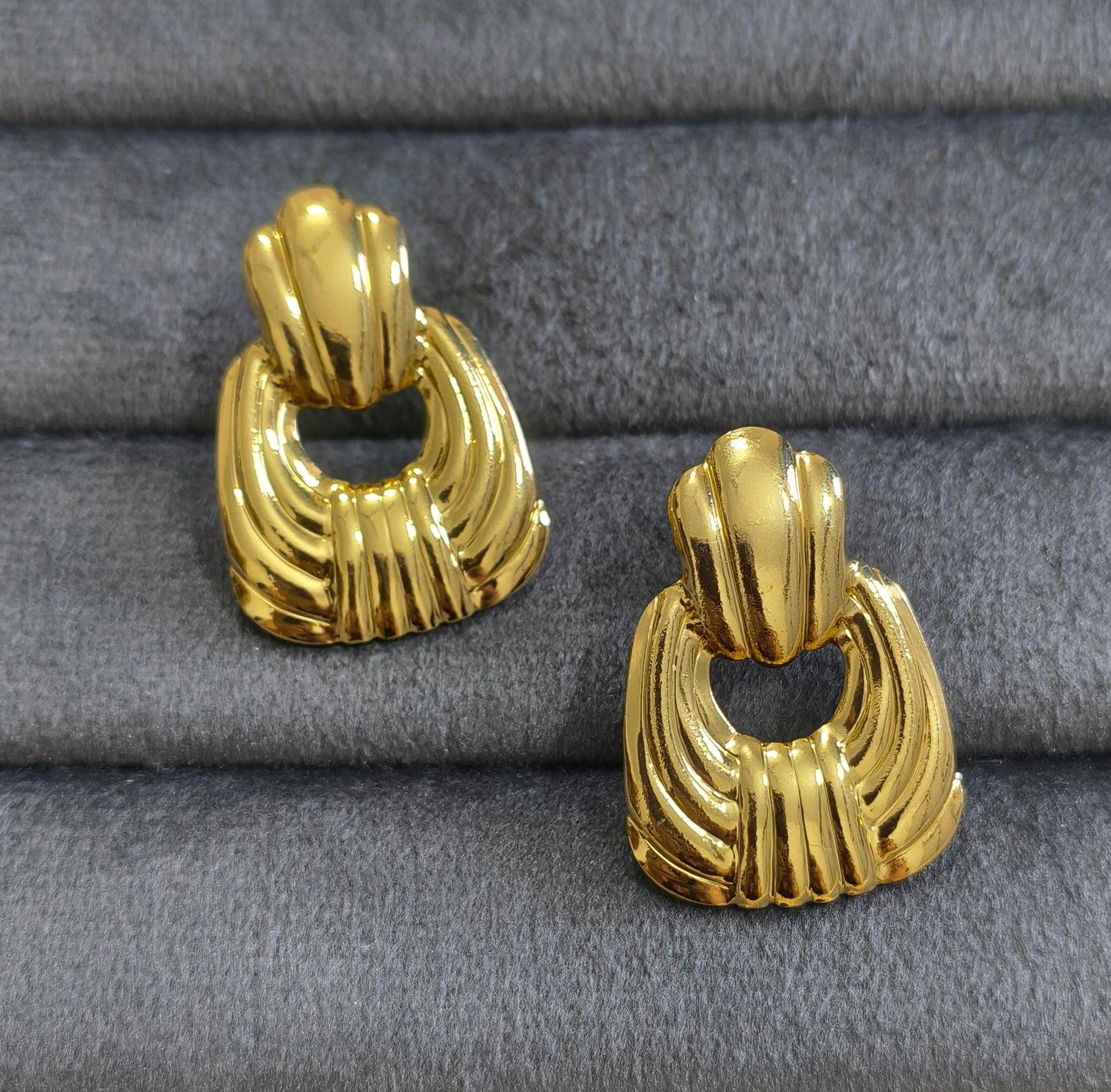 Anti Tarnish Bold Drop Design Stud Earrings 18K Gold Plated
