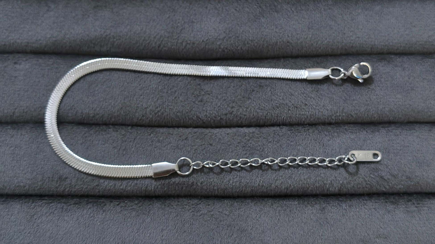 Anti Tarnish Bracelet Silver Snake Chain 18K Gold Plated
