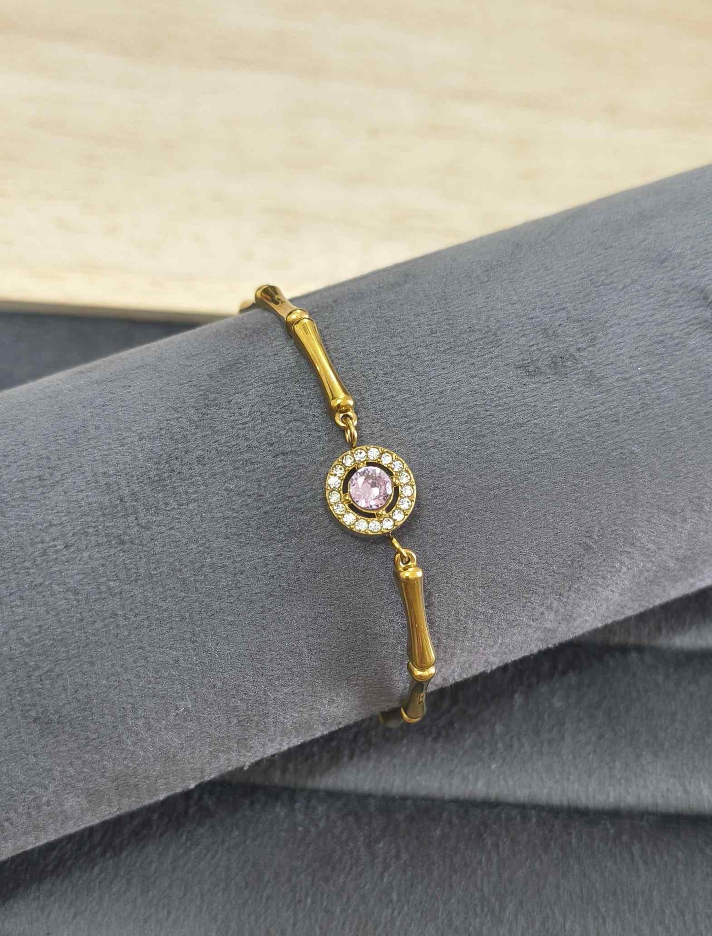 Anti Tarnish Bracelet Stylish Bamboo Chain 18K Gold Plated