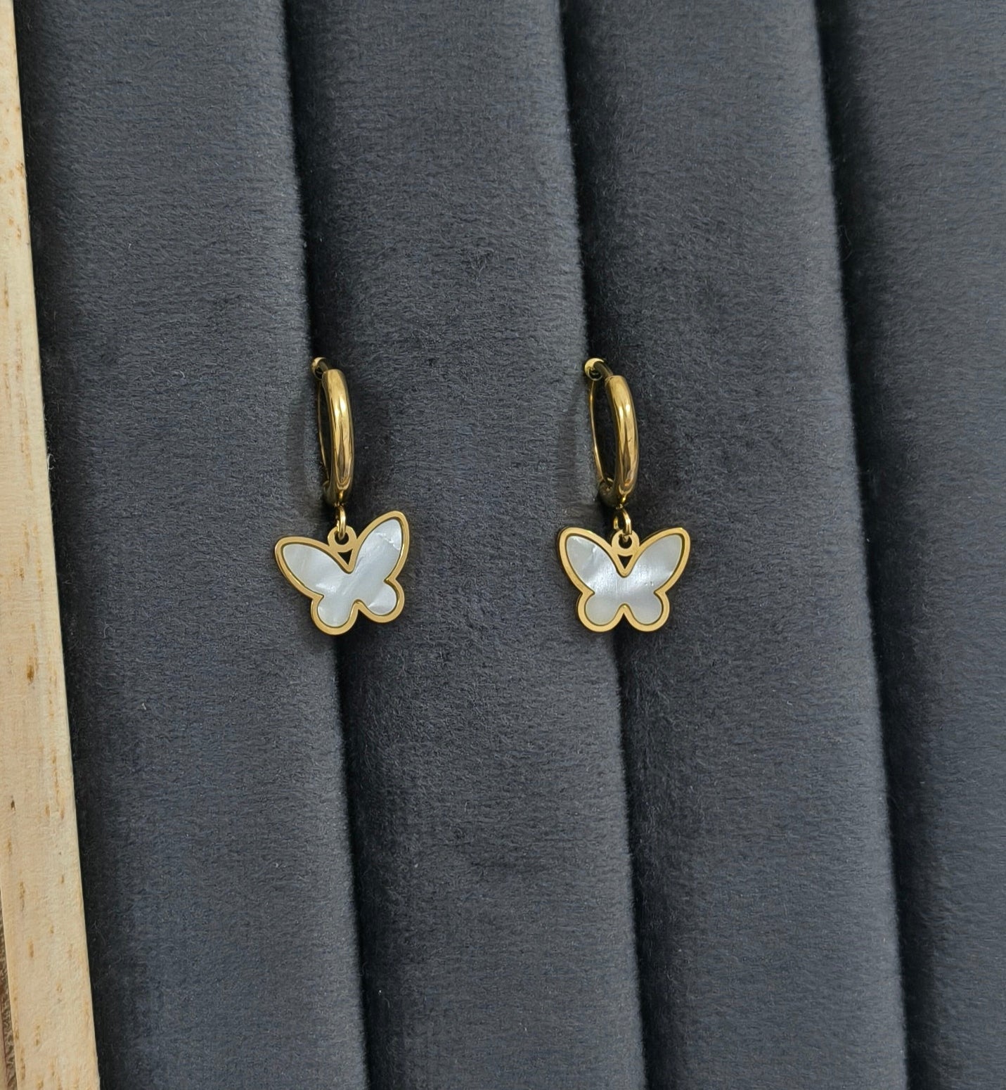 Anti Tarnish Butterfly Hoop Earrings 18K Gold Plated