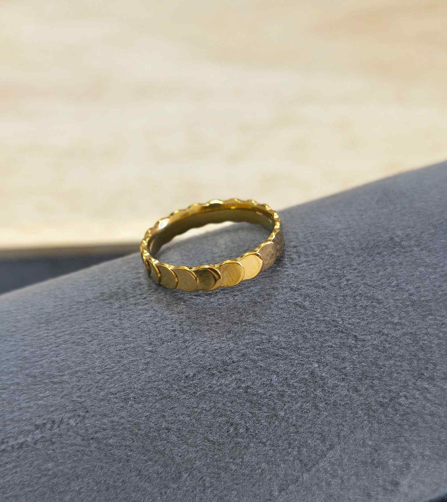 Anti Tarnish Coin Band Ring 18K Gold Plated