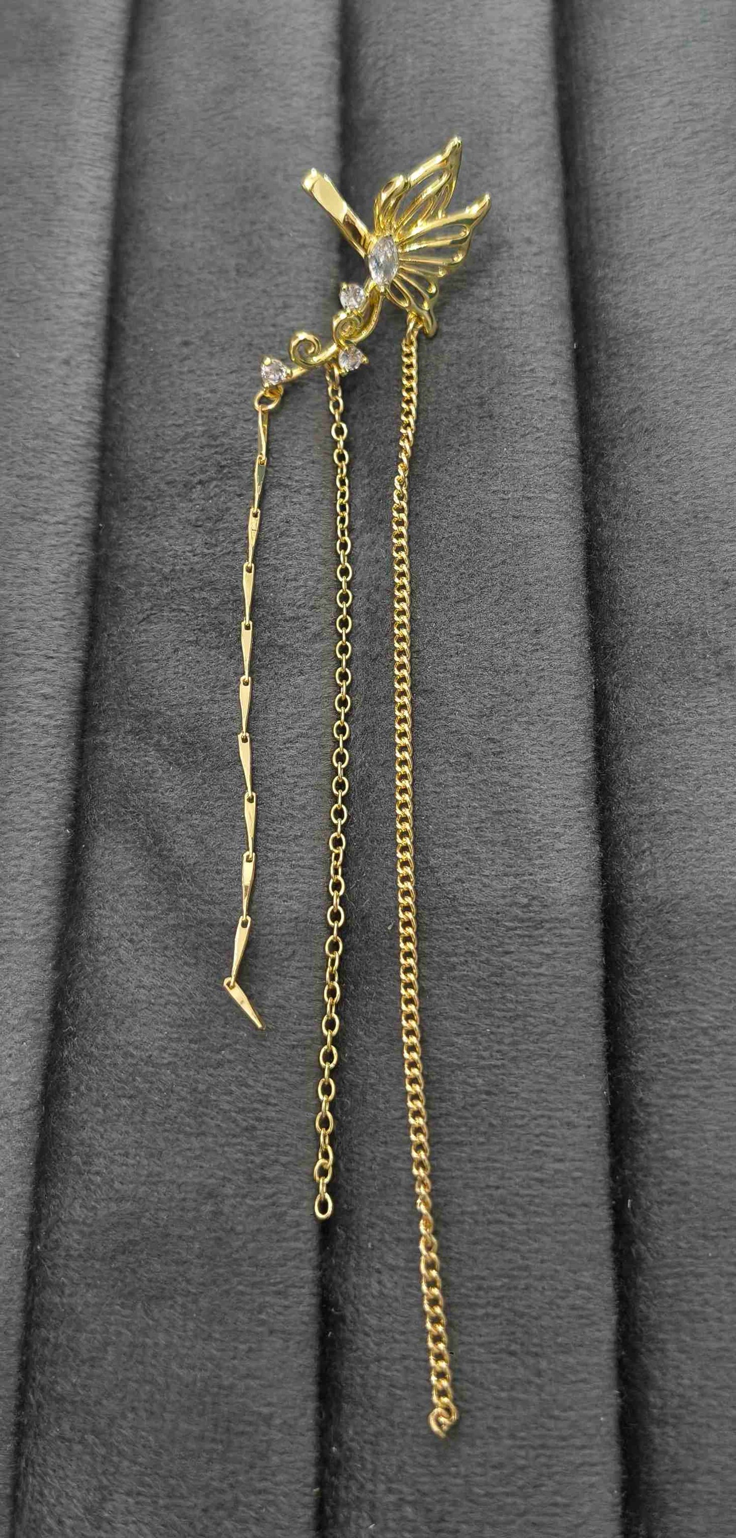 Anti Tarnish Cuff Dangler for Left Ear 18K Gold Plated