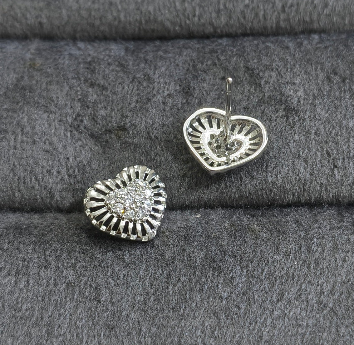 Anti Tarnish Cute Mini Heart Stud Earrings Silver Plated