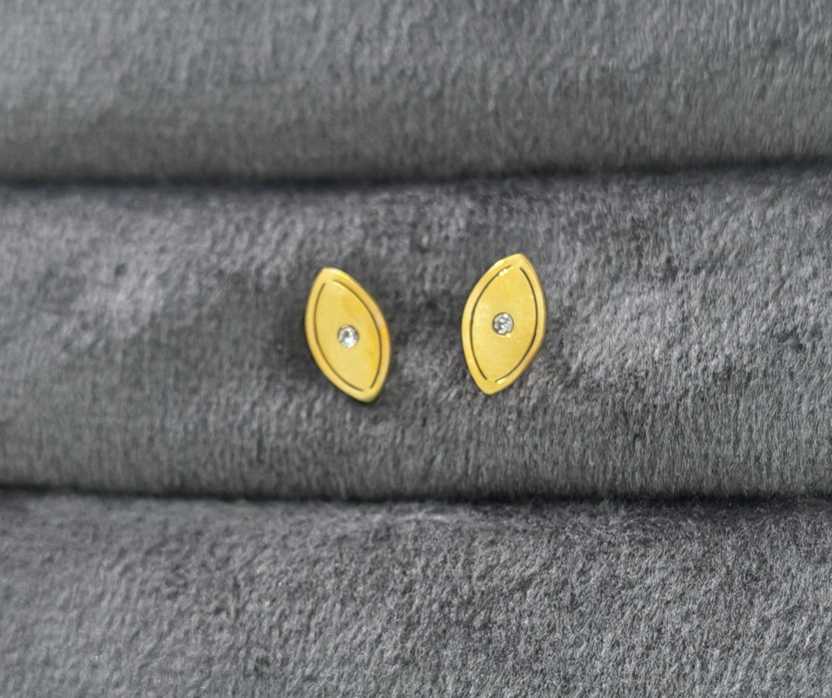 Anti Tarnish Dainty Evil Eye Studs Earring 18K Gold Plated