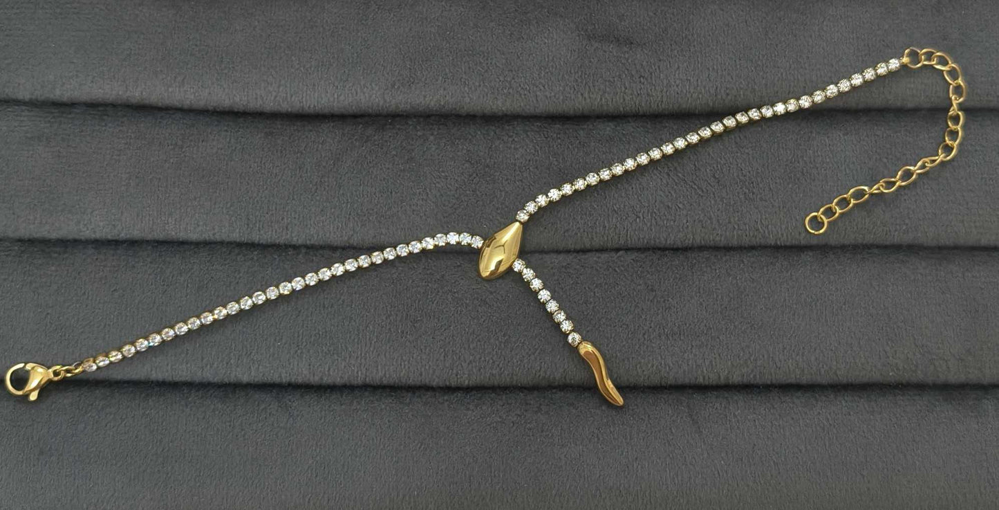 Anti Tarnish Dazzling Serpent Bracelet 18K Gold Plated