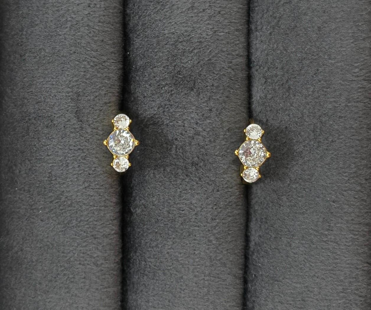 Anti Tarnish Dazzling Trio Diamond Hoop 18K Gold Plated