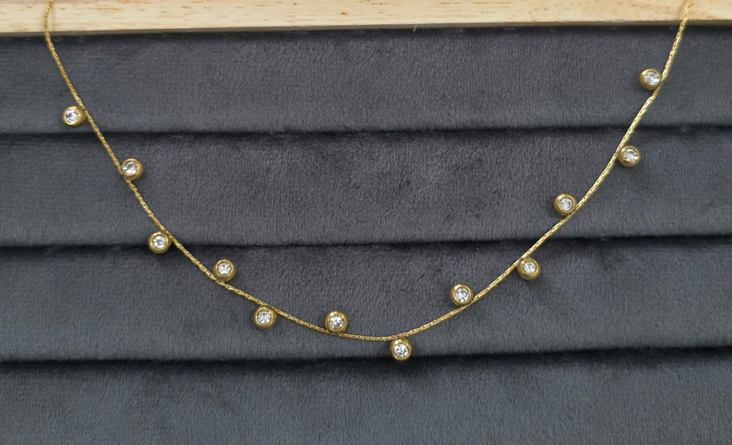 Anti Tarnish Delicate Diamond Charms Necklace 18K Gold Plated