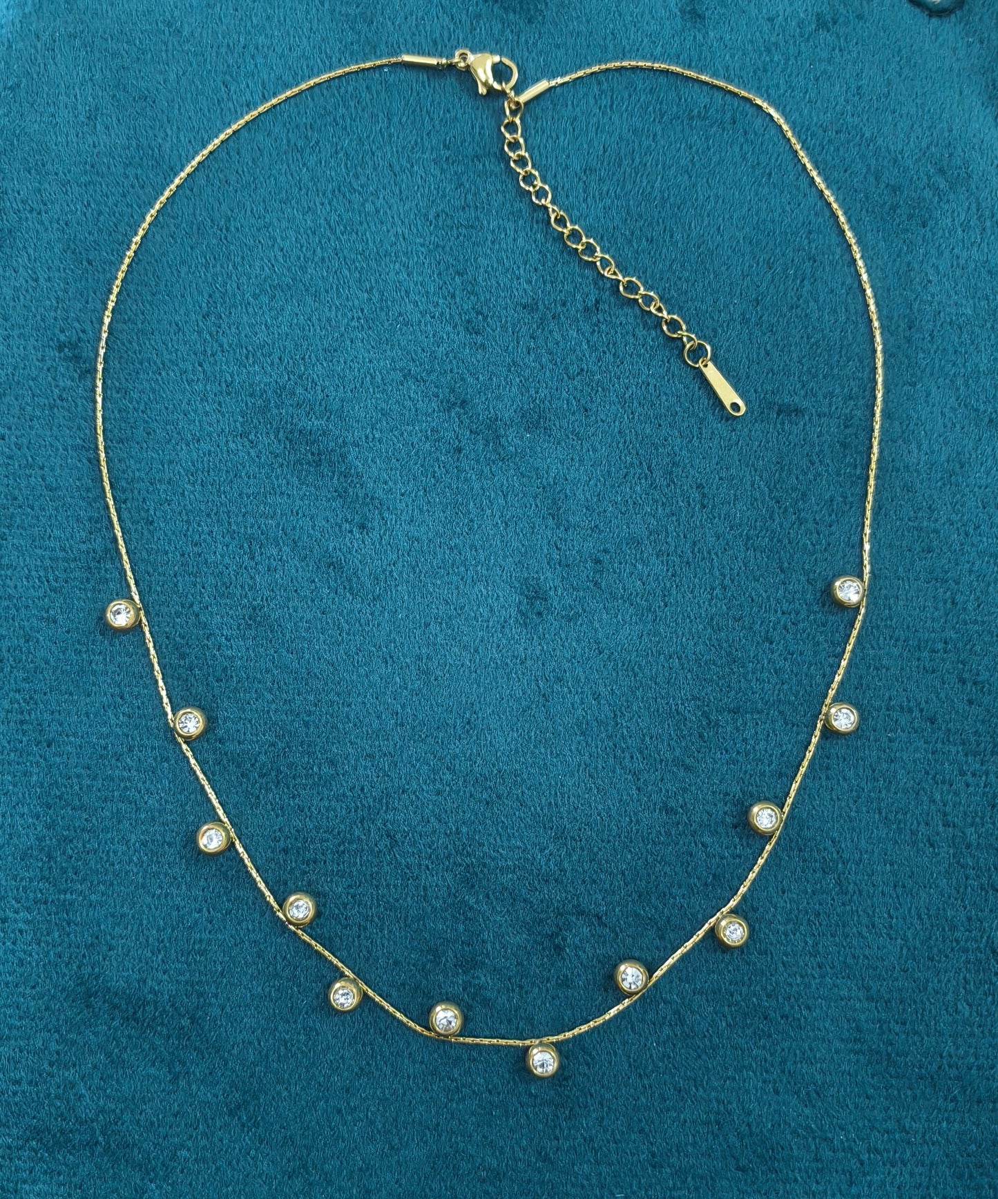Anti Tarnish Delicate Diamond Charms Necklace 18K Gold Plated