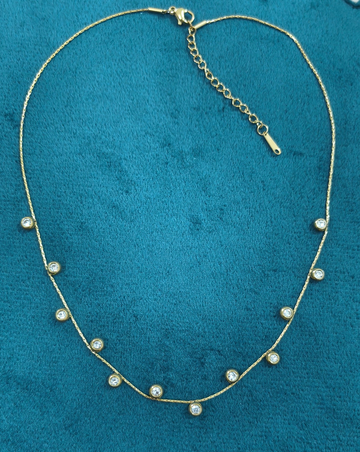 Anti Tarnish Delicate Diamond Charms Necklace 18K Gold Plated