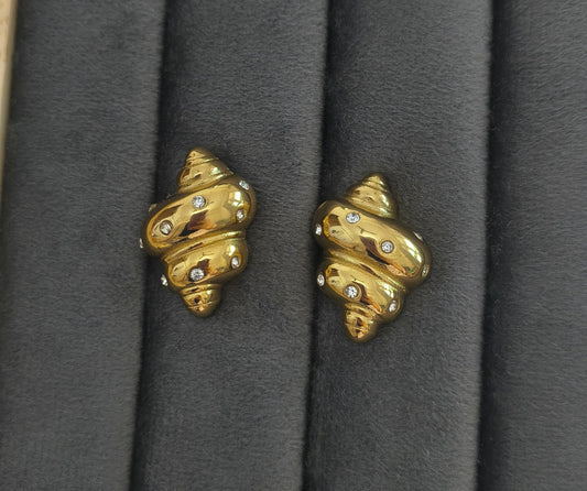 Anti Tarnish Diamond Studded Stud Earrings 18K Gold Plated